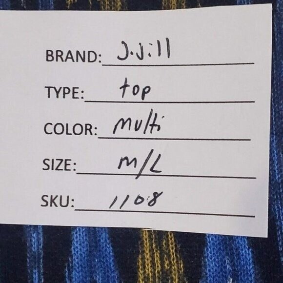 J. Jill Abstract Chevron Abstract Top Size M/L Multicolor Short Dolman Sleeves - Picture 9 of 10